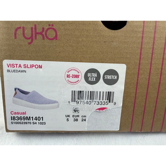 Ryka Vista Slip On Shoes Women's 7.5 NIB BlueDawn Knit Comfort Ultra Flex Gift f - Picture 2 of 6